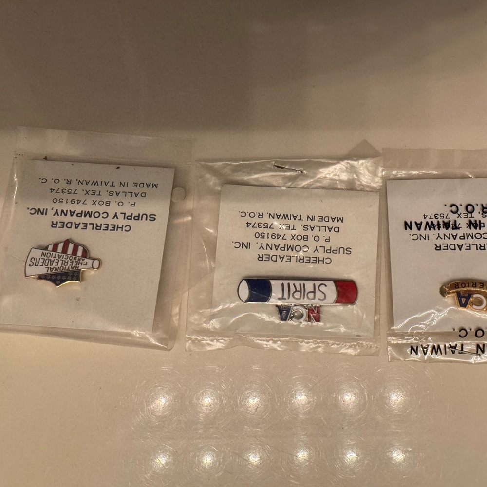 NCAA Spirit Pin Set - Red, Blue, Gold Vintage collector pins.